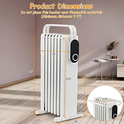 Tangkula 1500W Oil Radiator Heater with 3 Heat Settings