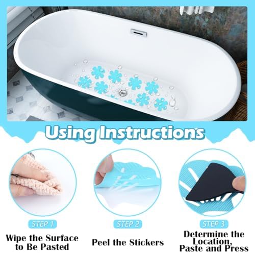 IBEQUEM 83 PCS Non Slip Bathtub Stickers Blue
