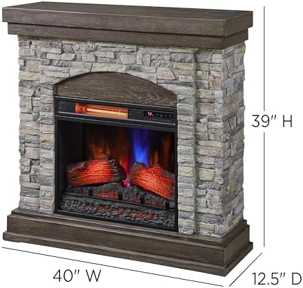 Duraflame Wall Mantel Electric Fireplace Smoky Gray Stone