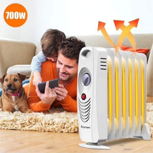 COSTWAY 700W Oil Filled Radiator Heater with Adjustable Thermostat