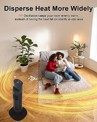 Uthfy 32 1500W Tower Heater with Flame and Thermostat