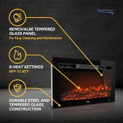 RecPro Recessed Electric Fireplace with Remote
