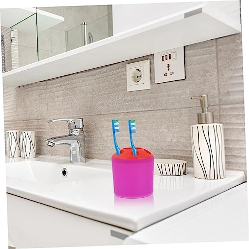 Cabilock Toothbrush Holder with Purple Base and Divided Compartments