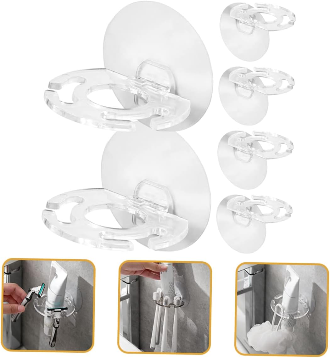 BUGUUYO 6Pcs Transparent Wall Mounted Toothbrush Holder