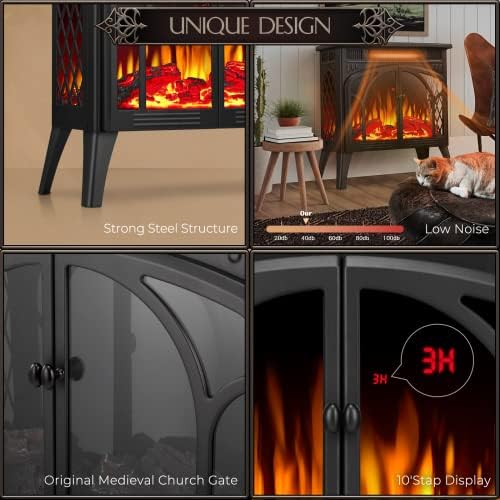 Xbeauty Electric Fireplace Heater Indoor Portable Black