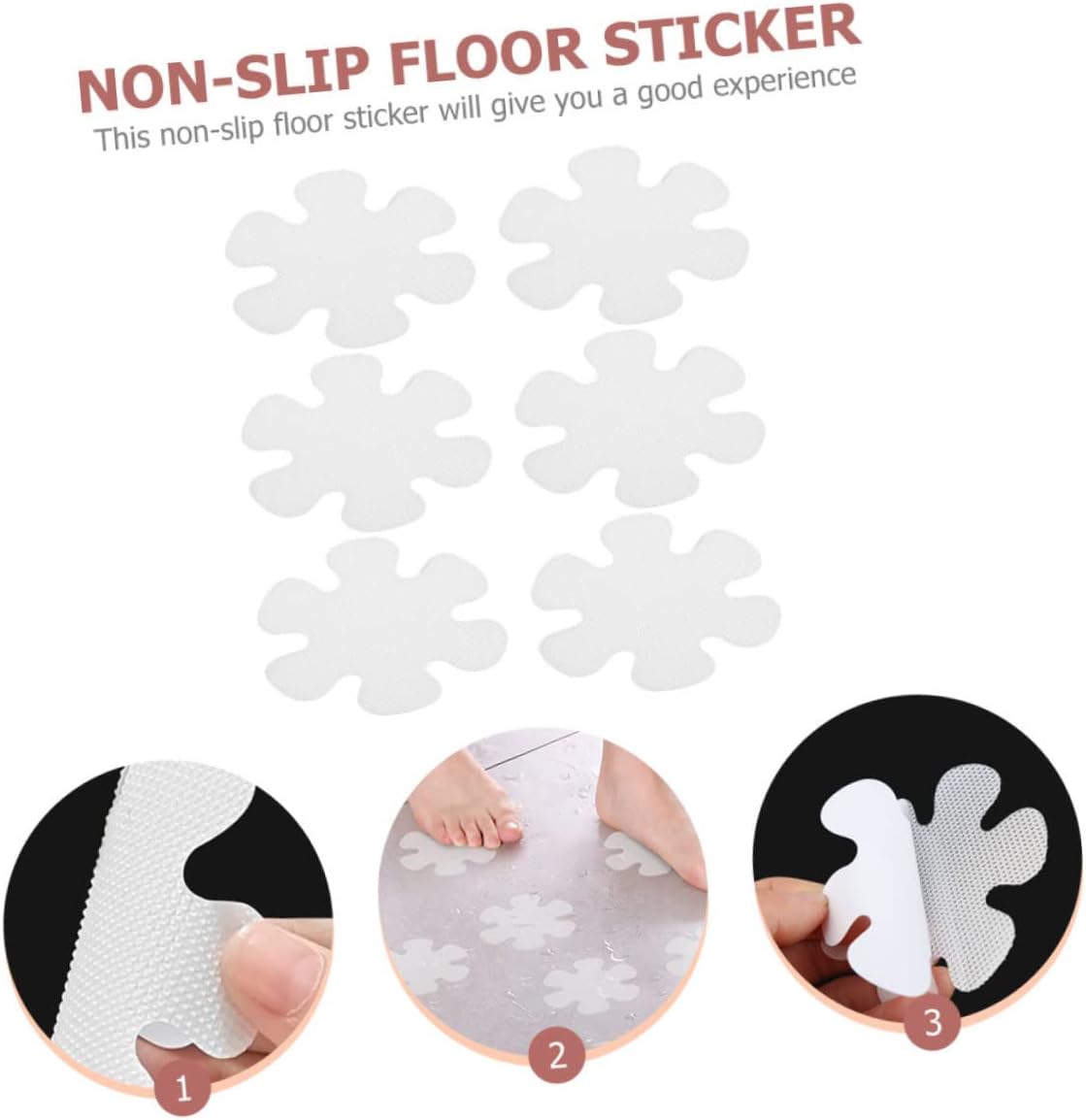 GLEAVI 6Pcs Flower Design Non-Slip Bathroom Decals