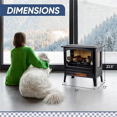 Country Living Infrared Electric Fireplace Stove in Deep Red