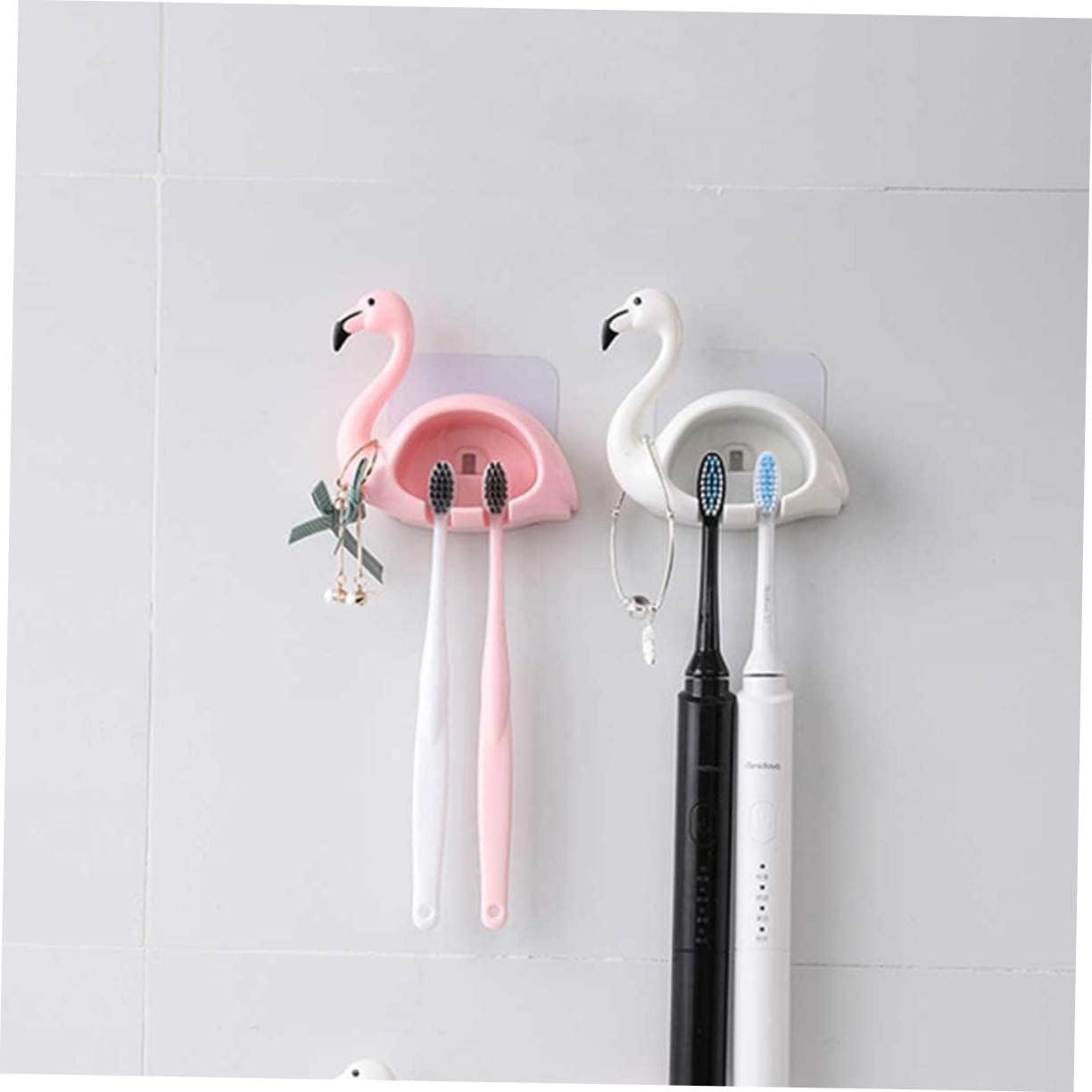 LIFKOME 2Pcs Pink Flamingo Suction Cup Toothbrush Holder