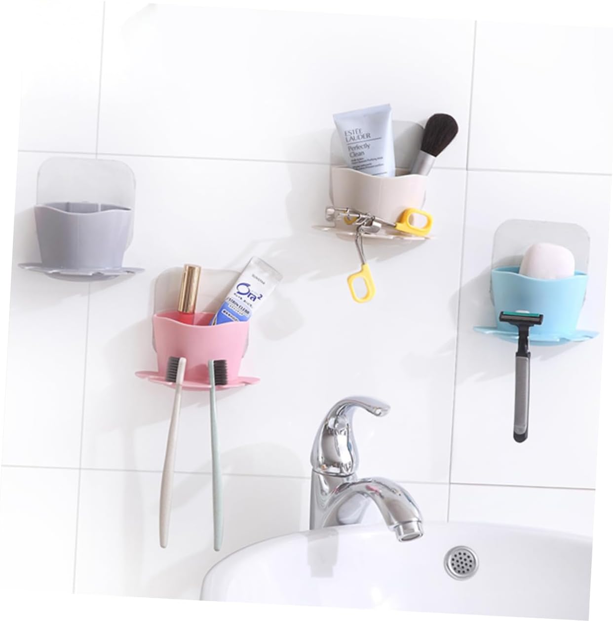 SOLUSTRE Suction Toothbrush Holder with Storage Cup