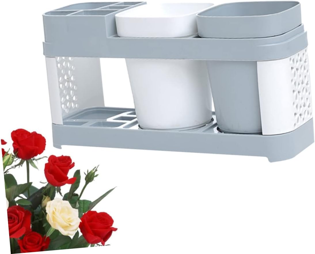BUGUUYO Toothbrush Holder with 2 Cups 5 Slots