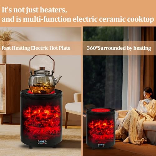 Boomkool Electric Fireplace Heater with 3D Flame and 1300W Power