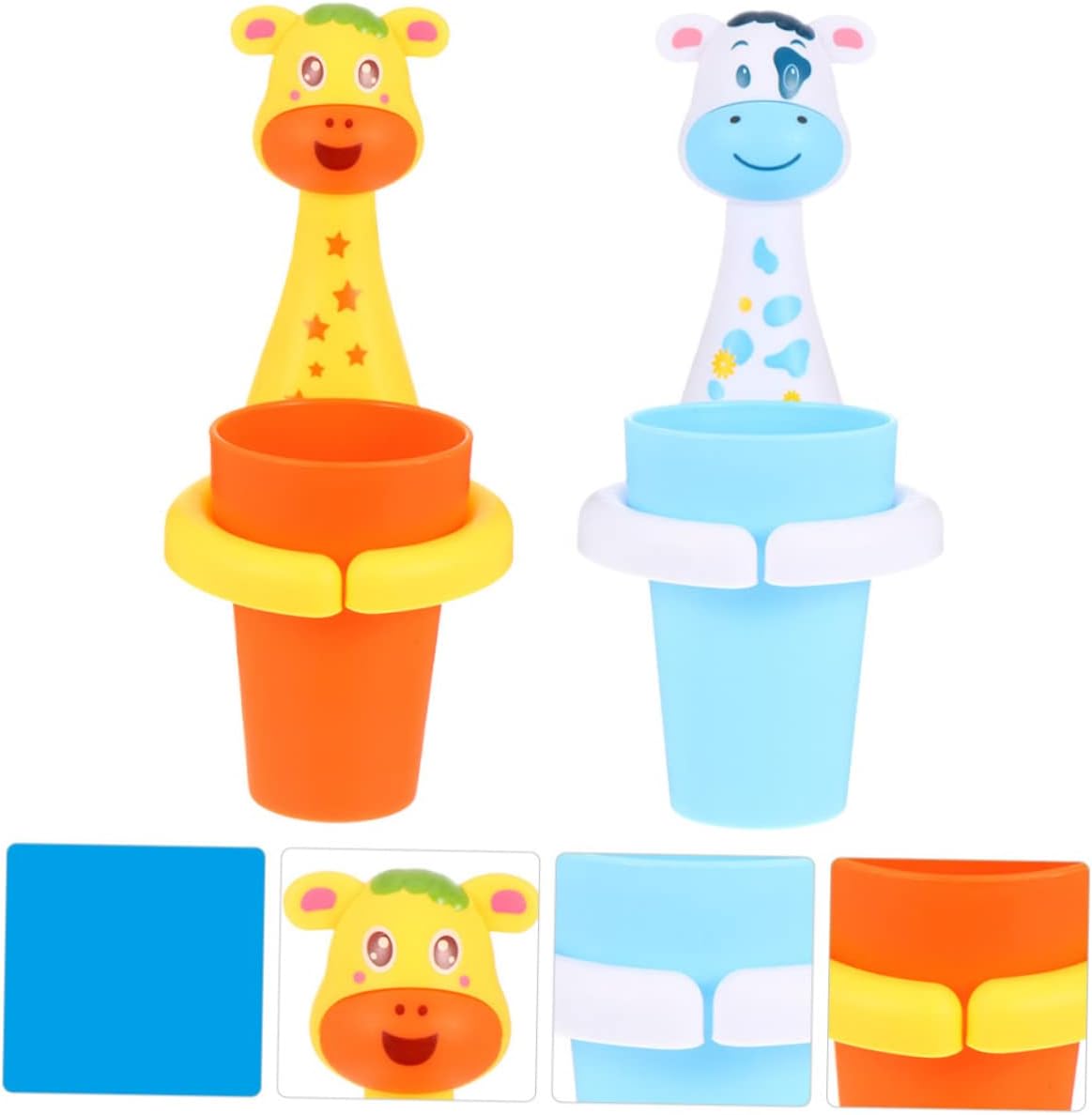 LIFKOME 2 Sets Cartoon Animal Wall Mounted Toothbrush Holder