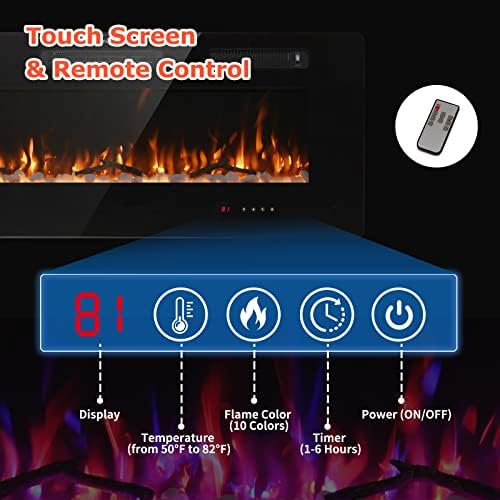 FODINGHILL 60 Electric Fireplace with Touch Screen and Adjustable Flame
