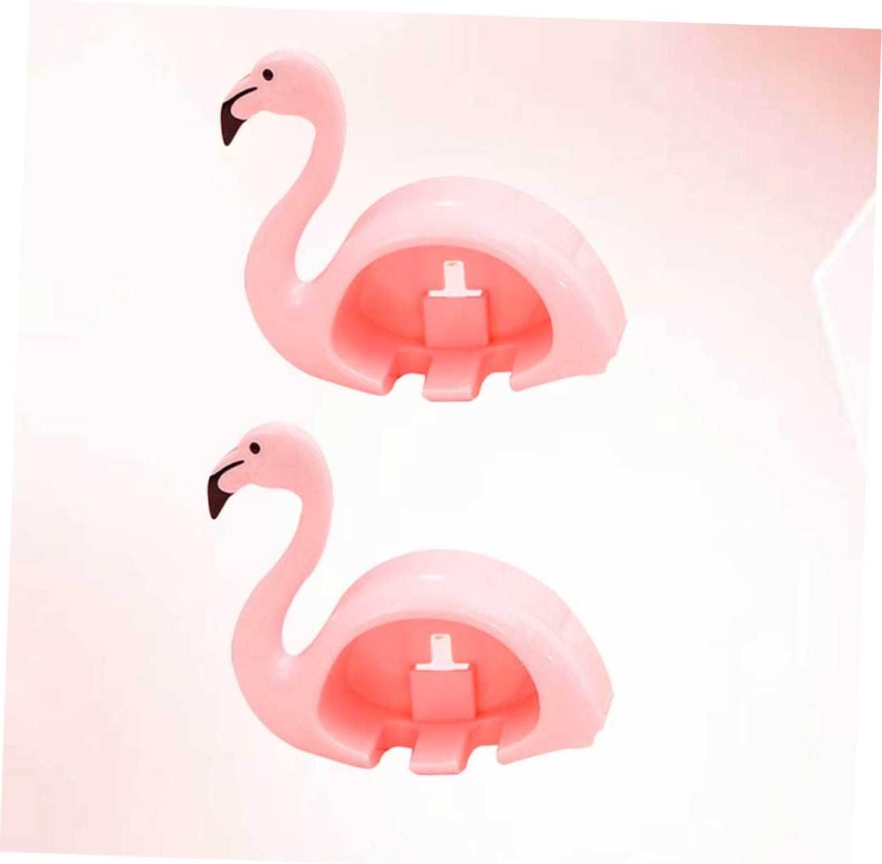 2pcs Pink Flamingo Wall-Mounted Toothbrush Holder