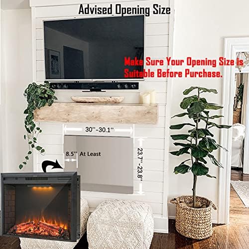 Masarflame 33 Electric Fireplace Insert with Sound Remote Control Timer 7501500W Black