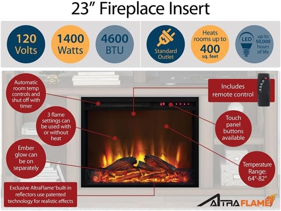 Ameriwood Home Ellsworth Electric Fireplace with Mantel White