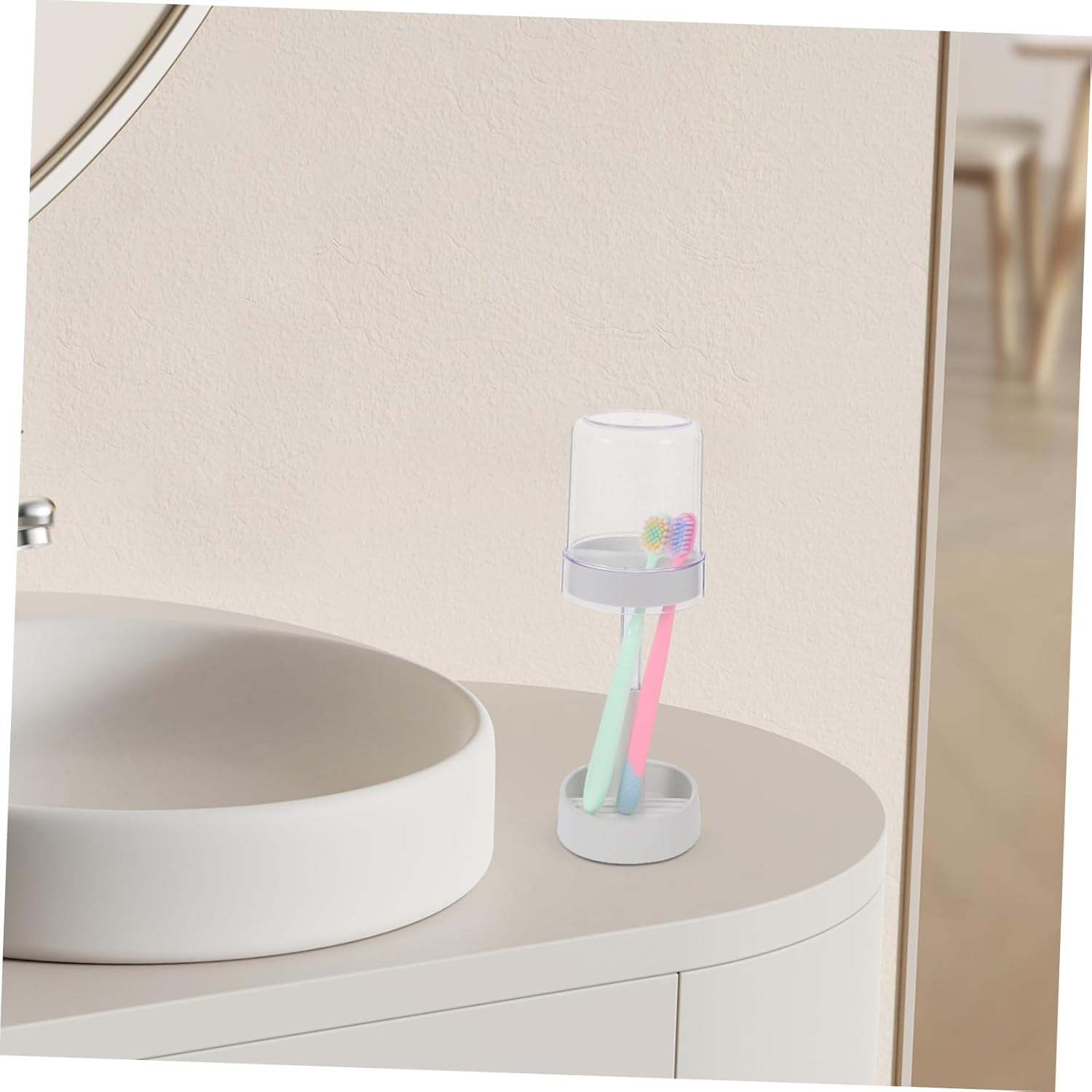 BUGUUYO Toothbrush Holder with Cover and Cup Slots 1