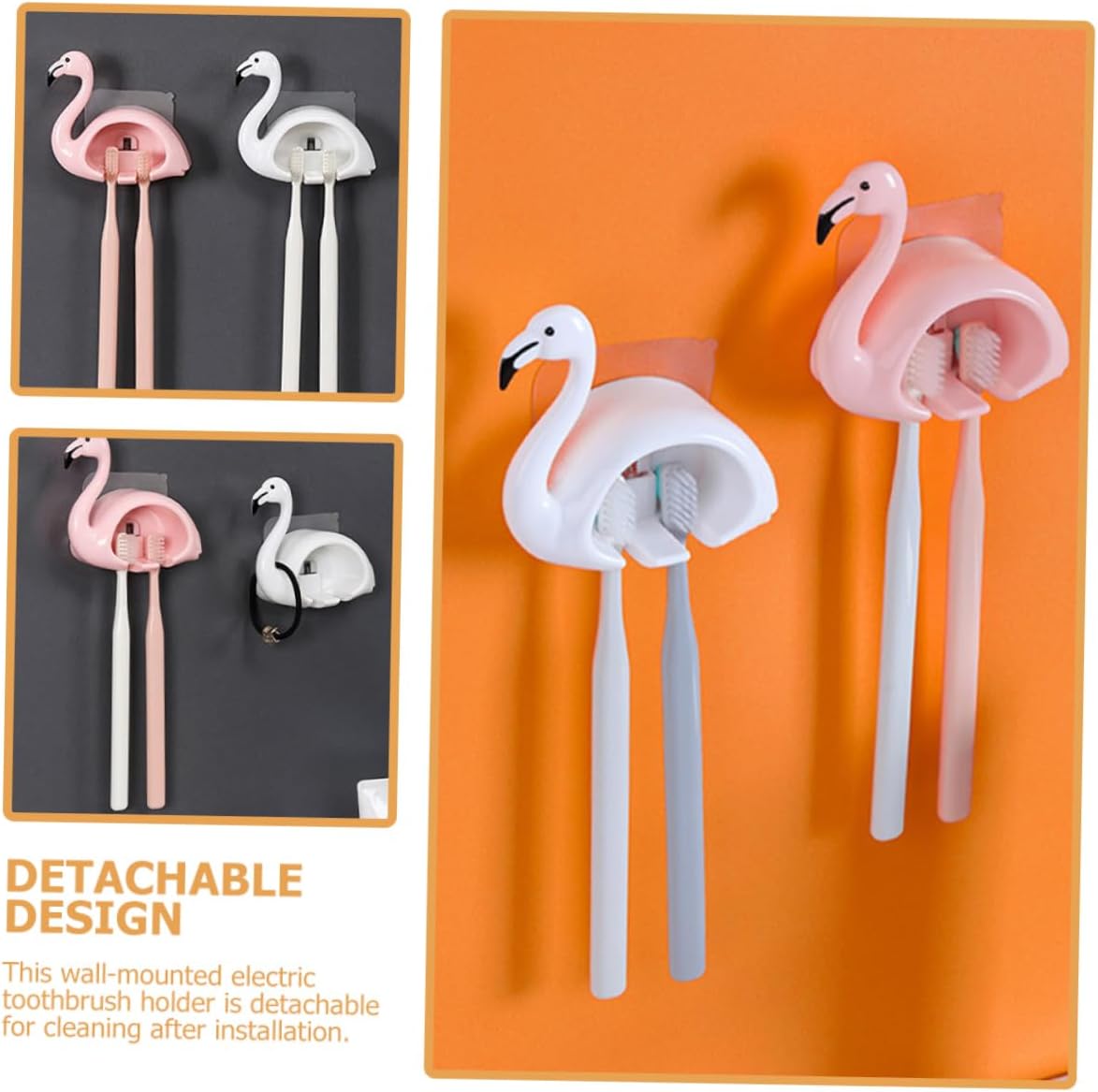 HOLIDYOYO 2Pcs Wall Mounted Toothbrush Holder Suction Cup Design