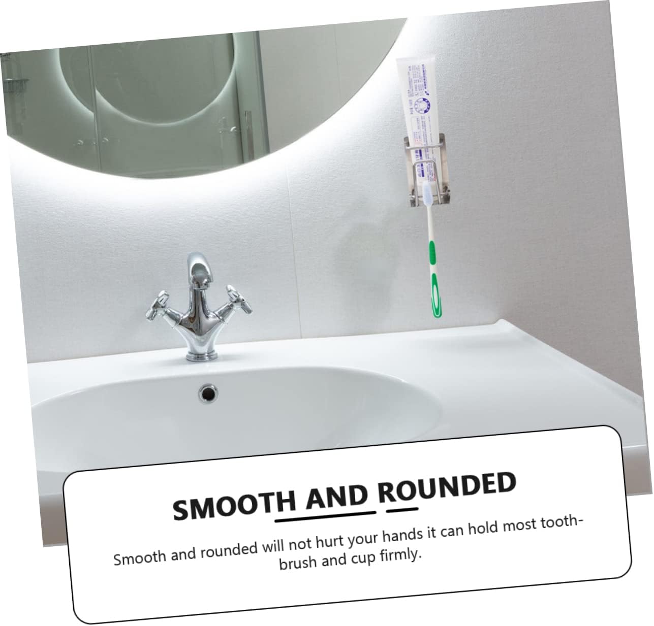 Stainless Steel Wall Toothbrush Holder with Adhesive