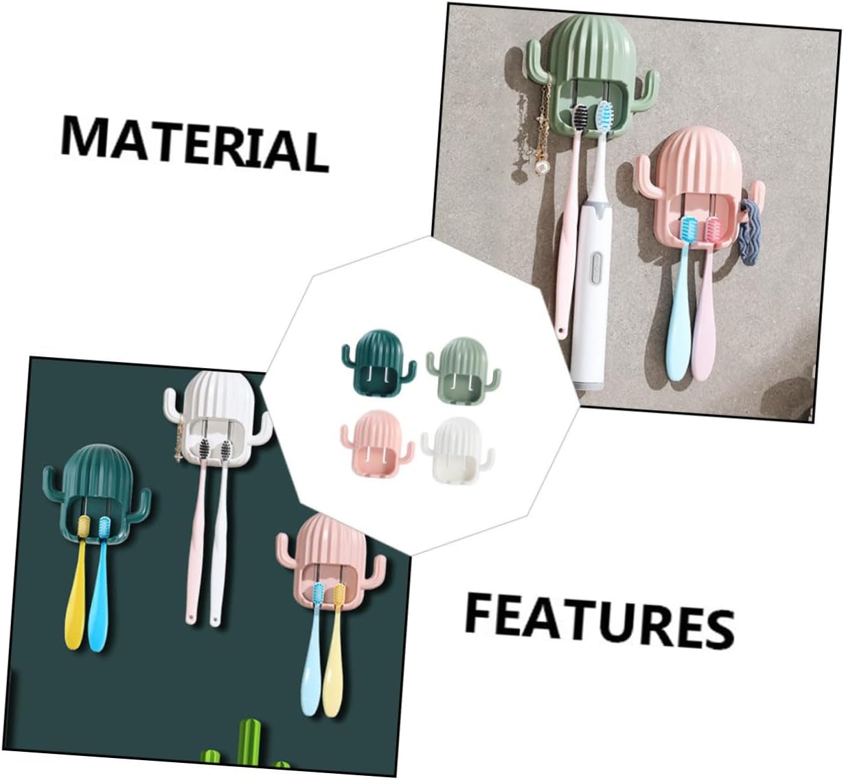 ABOOFAN 4pcs Cactus Toothbrush Holder Set 1