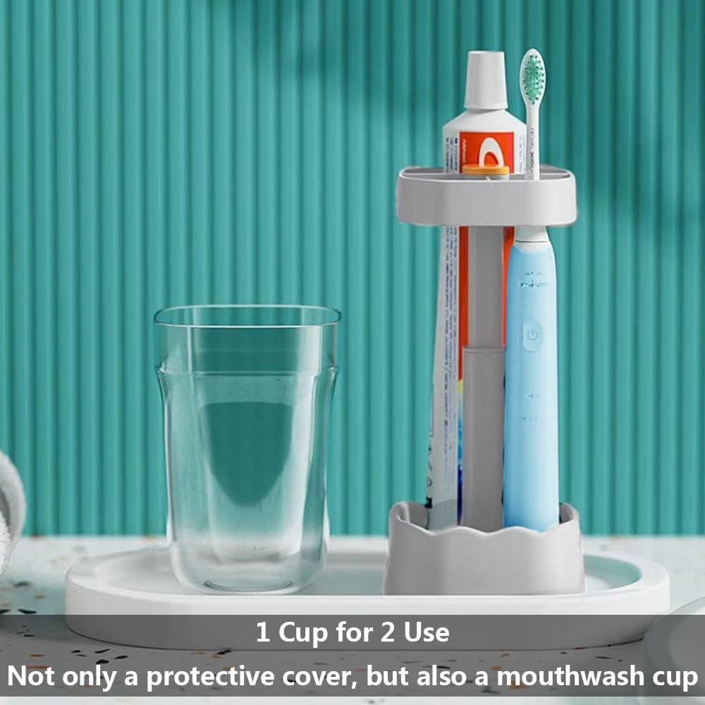 YeeSingLon 2 Pack 2 in 1 Toothbrush Holder Rinsing Cup