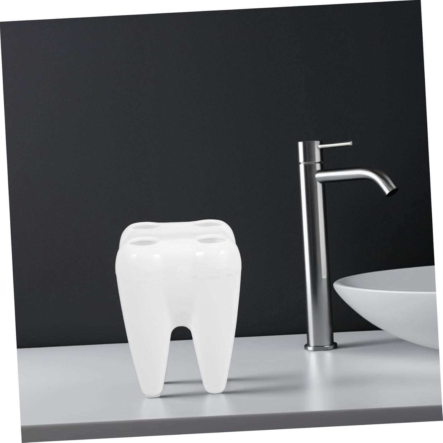 2pcs Cute Tooth Shaped Brush Holder for Bathroom