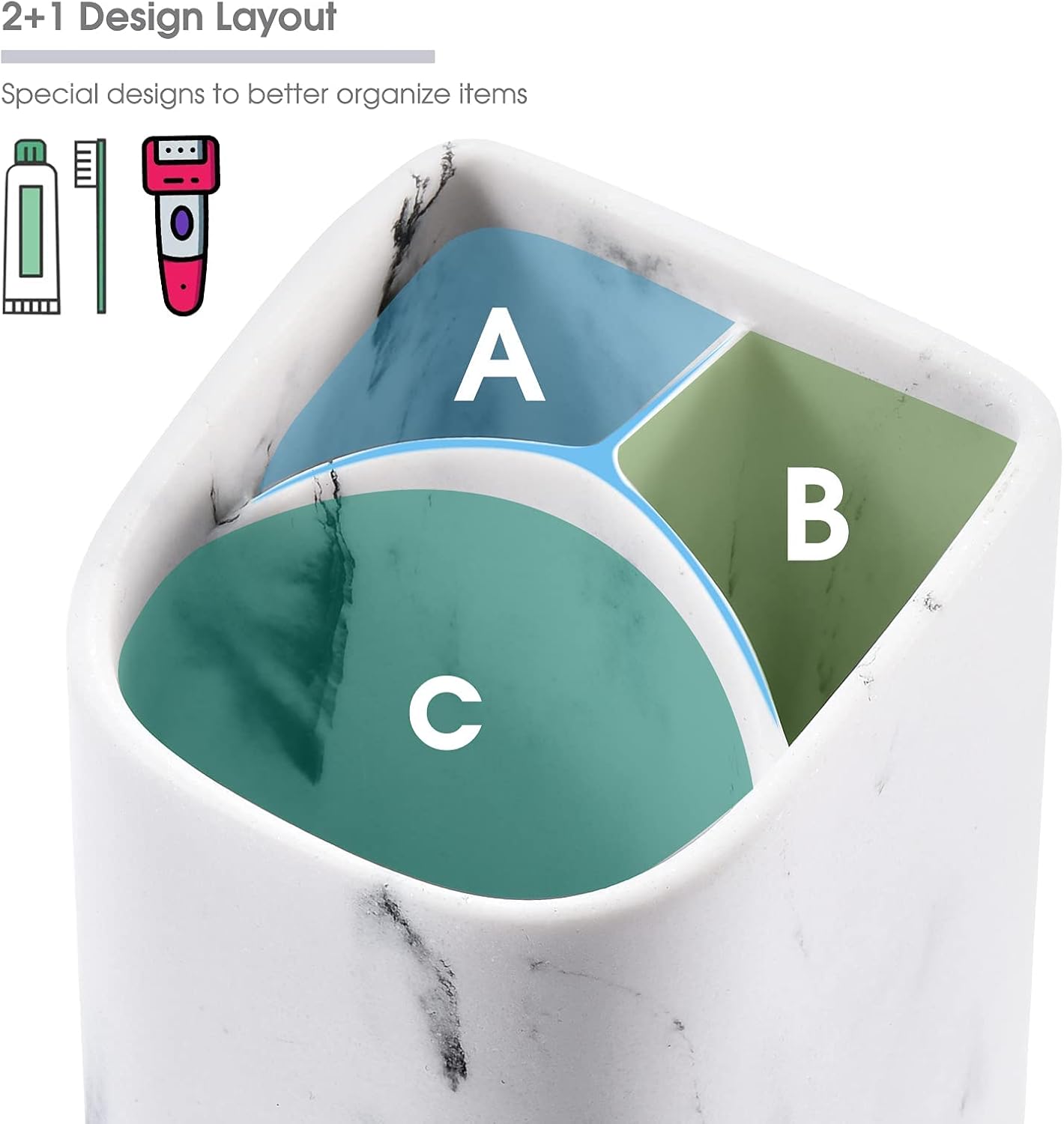 ZCCZ Toothbrush Holder - Premium White Marble Organizer