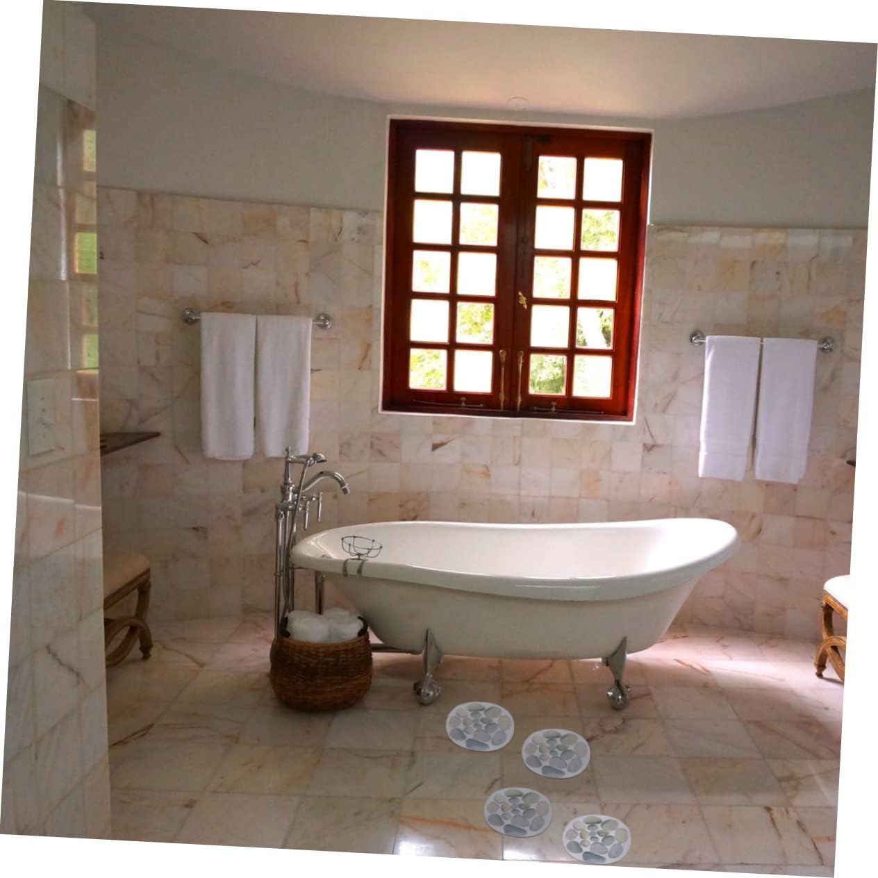 4pcs Stone Pattern Anti-Slip Bathtub Stickers