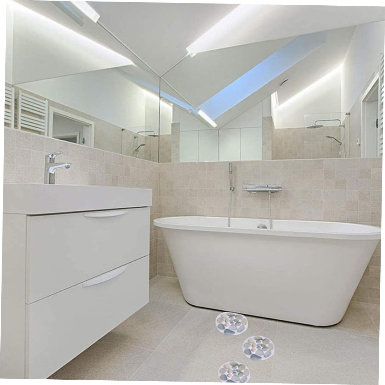 KONTONTY 14Pcs Non-Skid Bathroom Stickers for Bathtubs Showers Stairs and Ladders