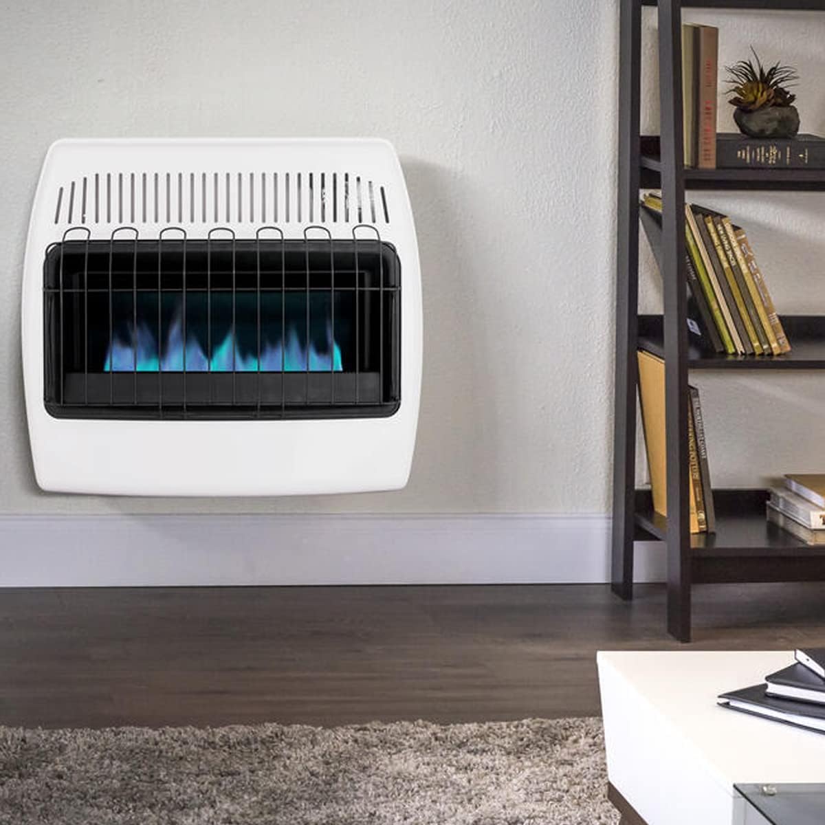JAMNOLA UTY 30000 BTU Propane Wall Heater - Dual Fuel Fan Blower White
