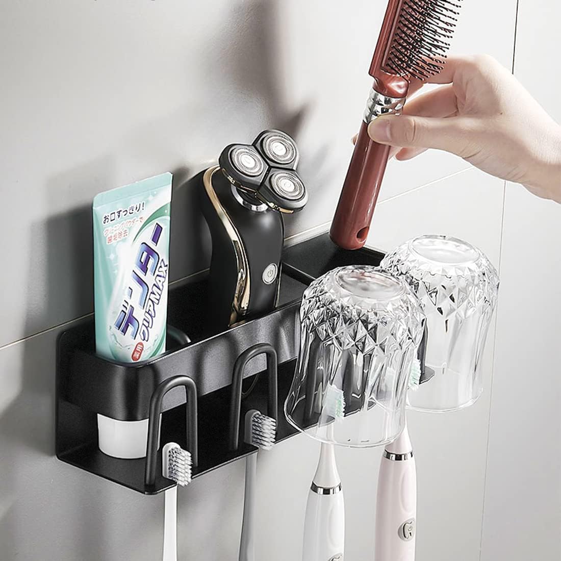 LUEXBOX 4 Cup Toothbrush and Toothpaste Holder