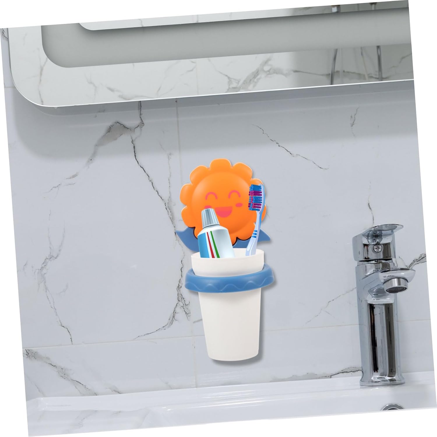 Hemoton Cartoon Toothbrush Cup Holder with Storage