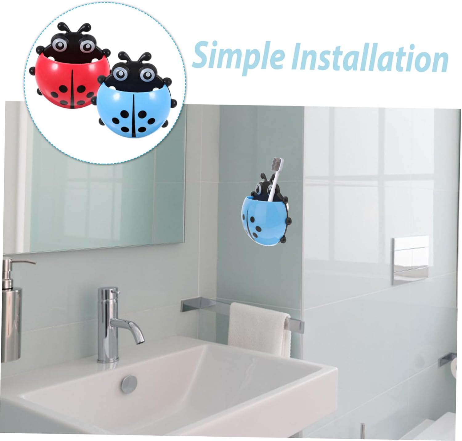 Happyyami 2pcs Wall Mounted Toothbrush Holder