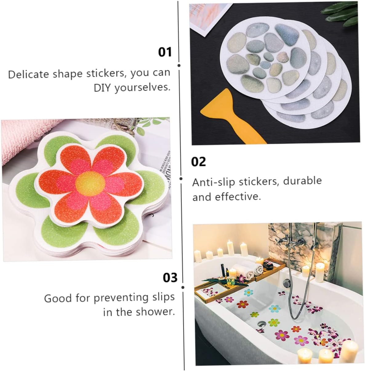 KONTONTY 14Pcs Non-Skid Bathroom Stickers for Bathtubs Showers Stairs and Ladders
