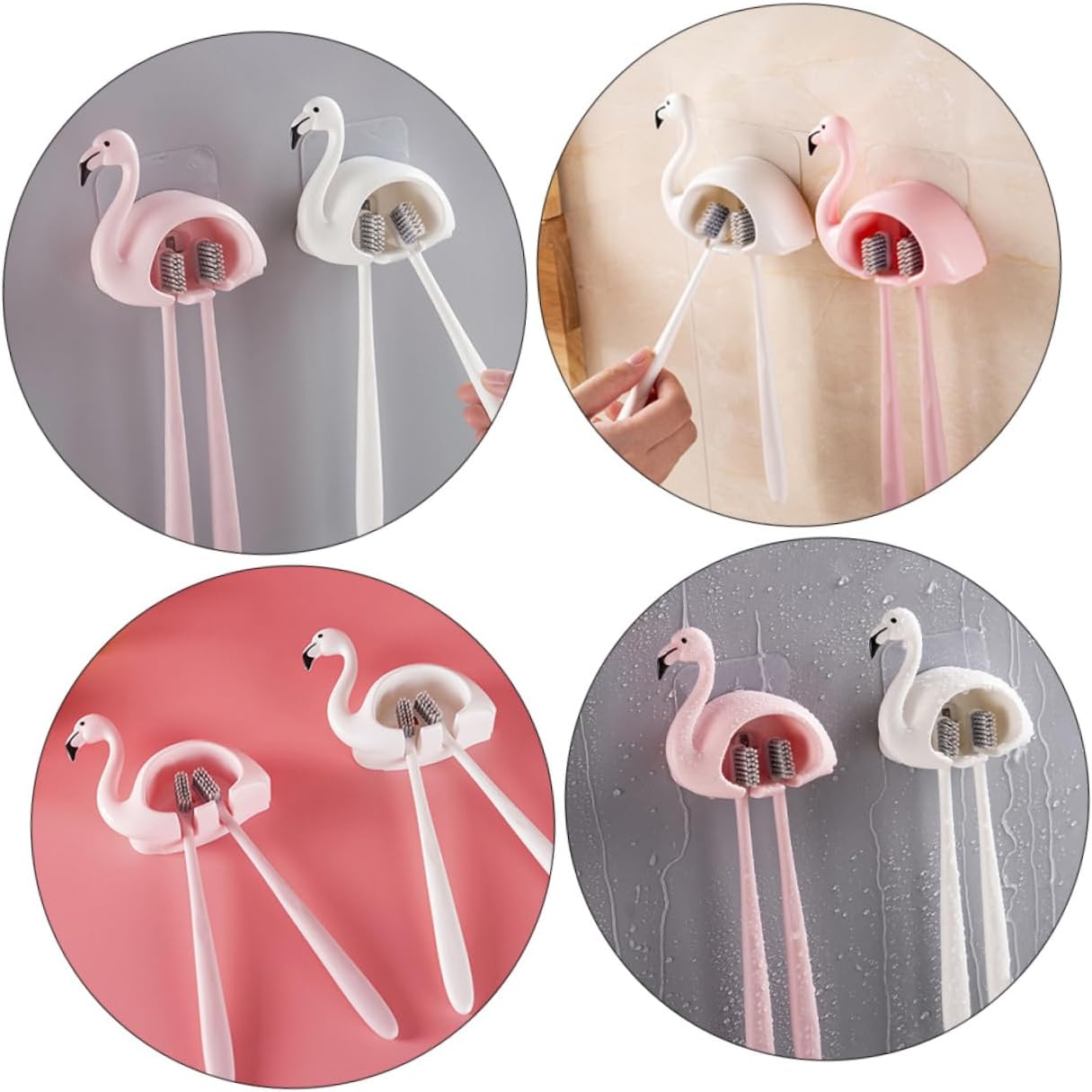 RORPOIR 2 Piece Wall Mounted Toothbrush Holder Suction Cup Bathroom Organizer
