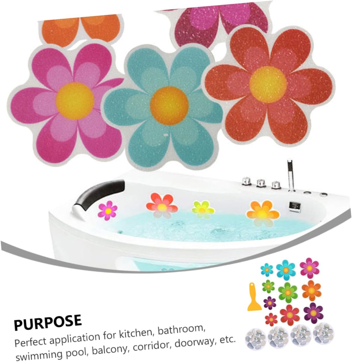 KONTONTY 14Pcs Non-Skid Bathroom Stickers for Bathtubs Showers Stairs and Ladders
