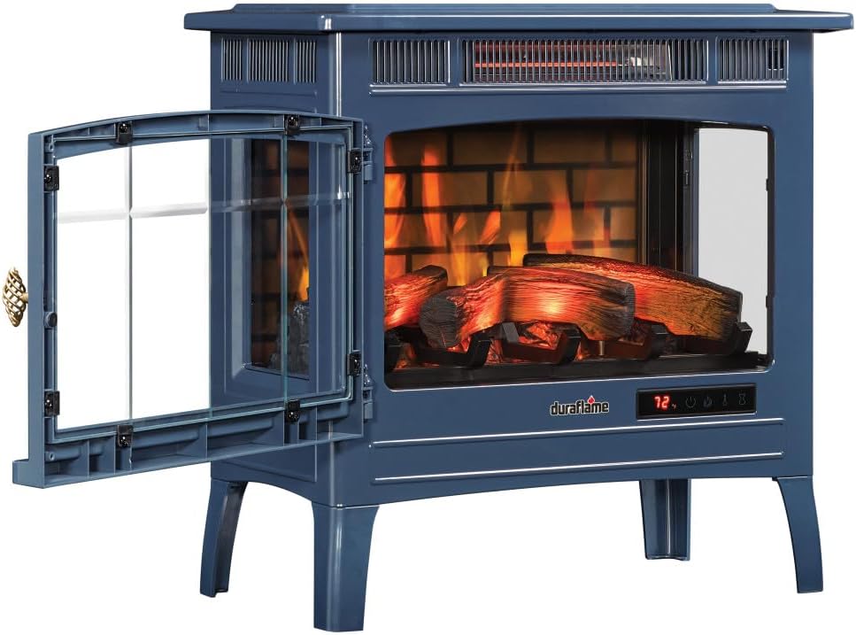 Duraflame Electric Fireplace Stove Heater with 3D Flame Effect Navy