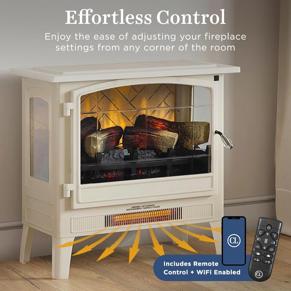 Country Living Infrared Electric Fireplace in Cream