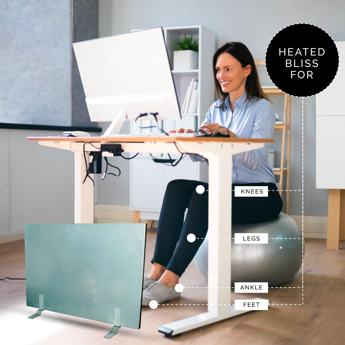 Cozy Legs Flat Panel Heater - 150W Energy Efficient Desk Mount