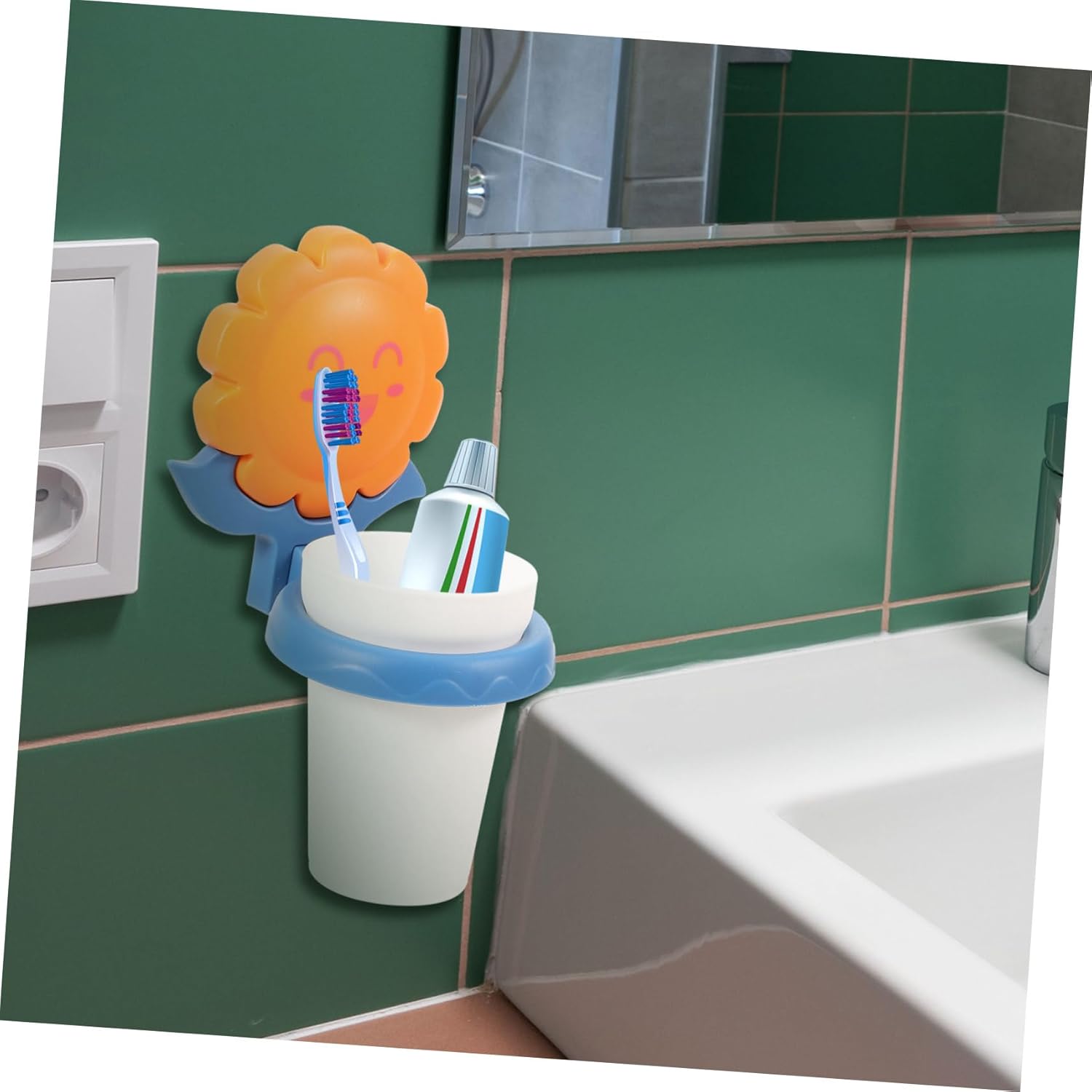 Healeved Cartoon Toothbrush Cup Rack Organizer
