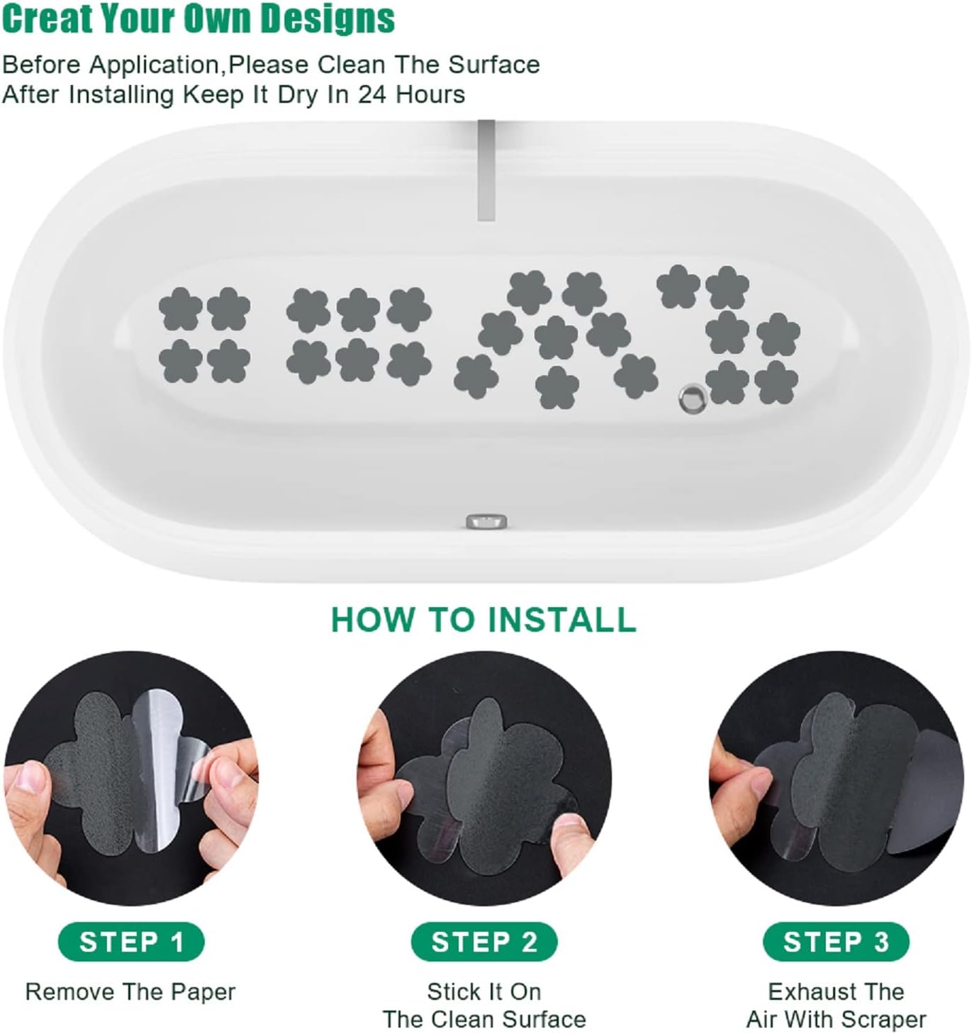 SlipStopper Non-Slip Bath Stickers 28PCS Grey