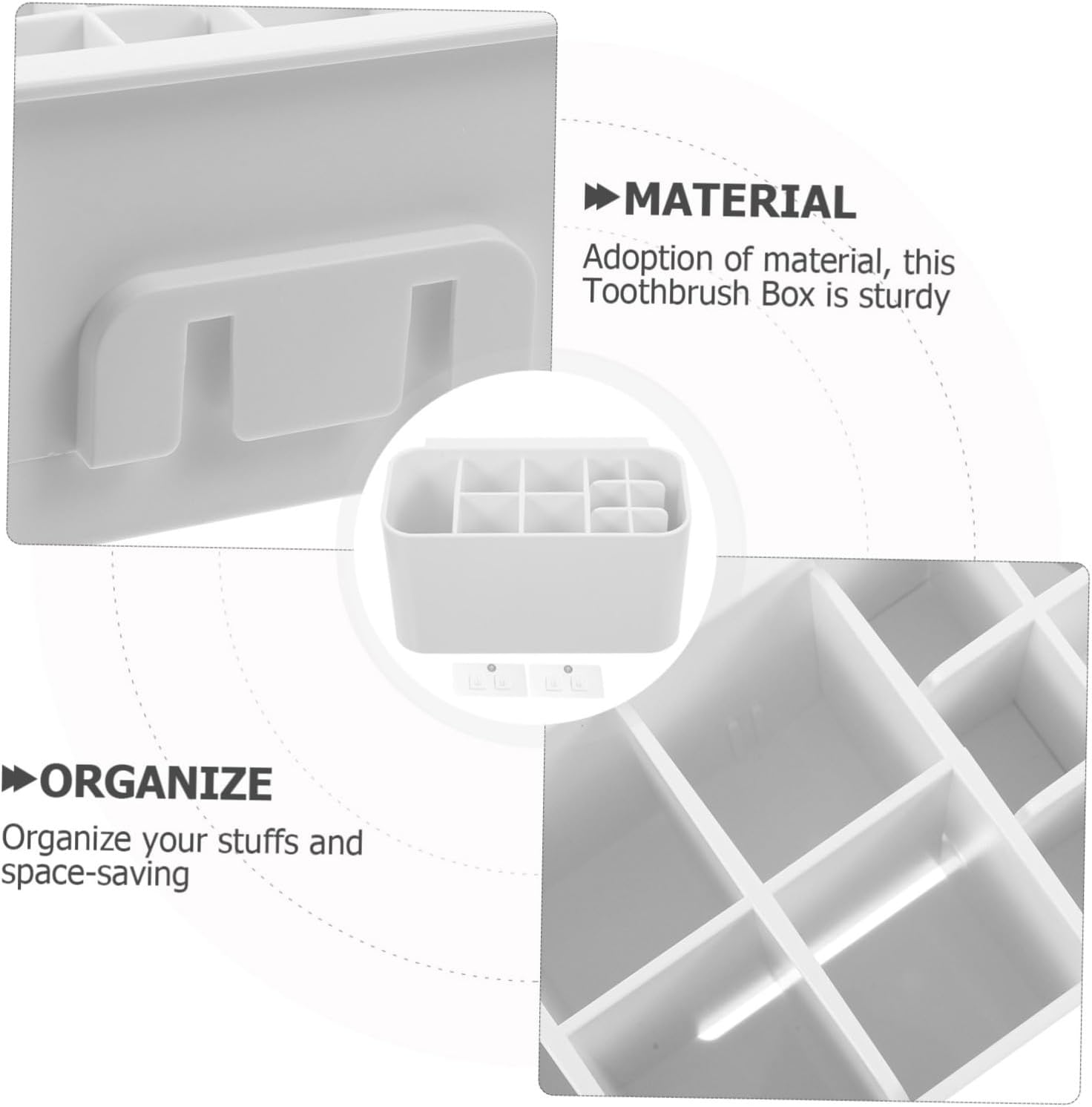 Happyyami White Toothbrush Holder Storage Box