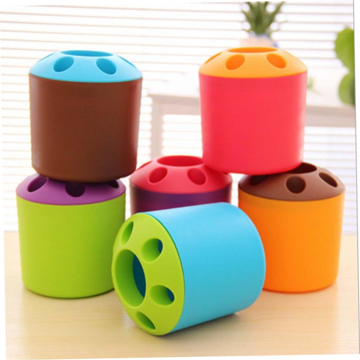 Cabilock 4 Slot Toothbrush Stand with Toothpaste Holder
