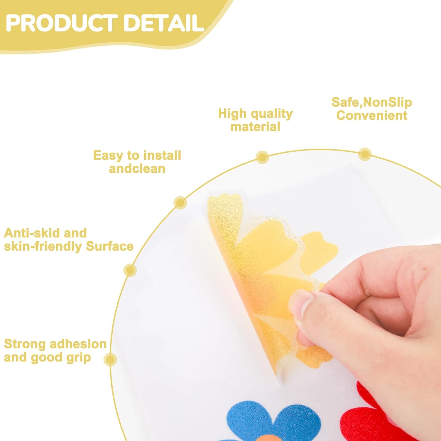 PRATIQUE Non Slip Bathtub Stickers Flower Design