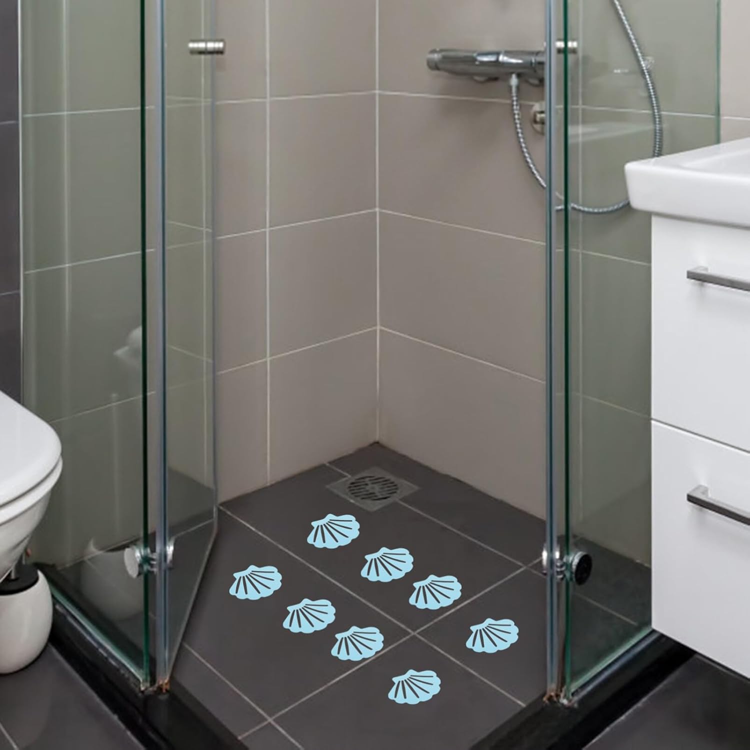 HOLIDYOYO Non-Slip Bathtub Stickers - 12pcs Shell Shaped Safety Treads