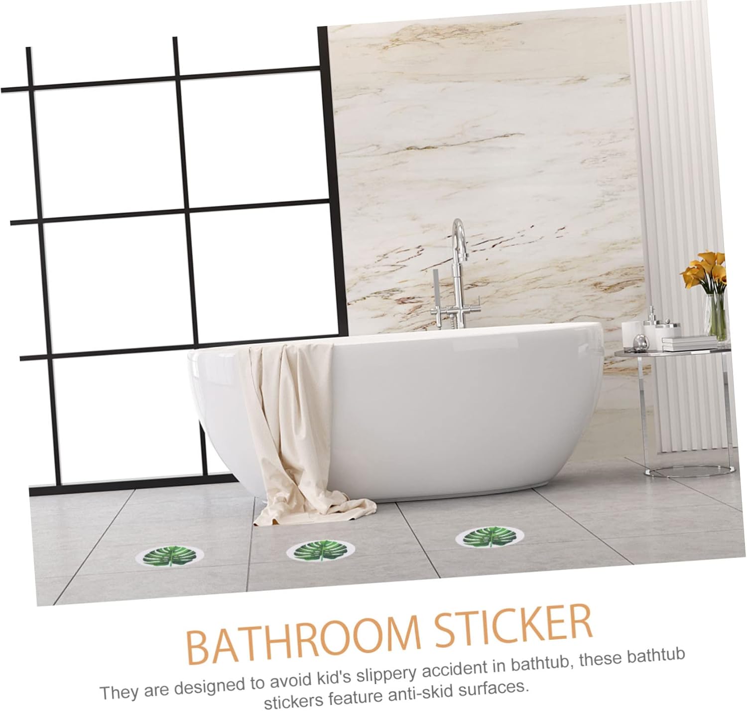 SWOOMEY 1 Set Leaf Anti Slip Bathtub Stickers