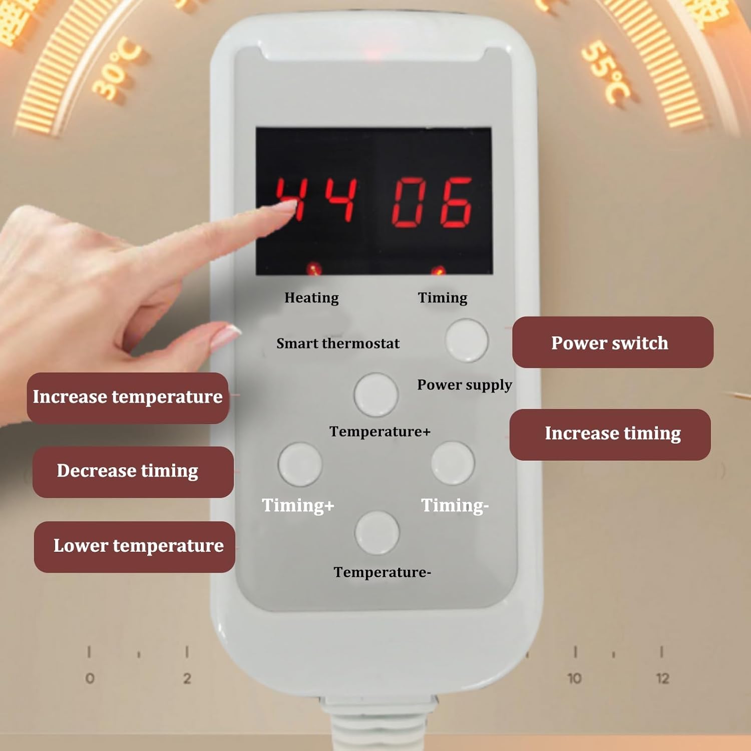 Jidanmian Electric Heating Carpet with 12Hr Timer