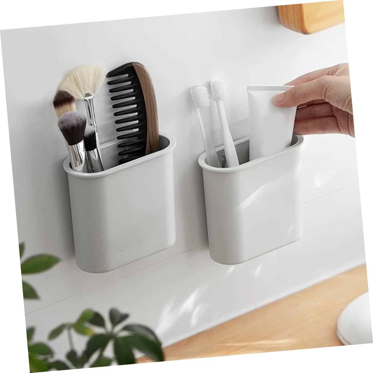 LIFKOME Wall Mounted Toothbrush Holder with Suction Cup Drainage Design