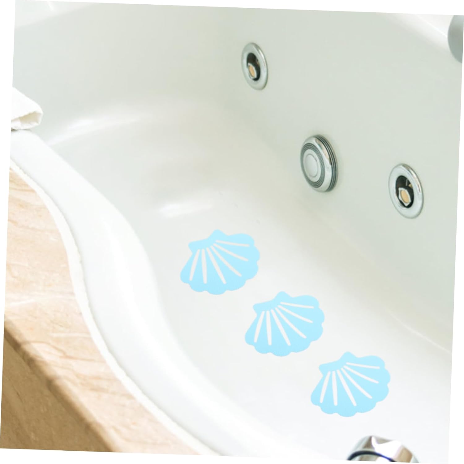 12Pcs Blue Shell Shape Non-Slip Bath Stickers for Kids Safety