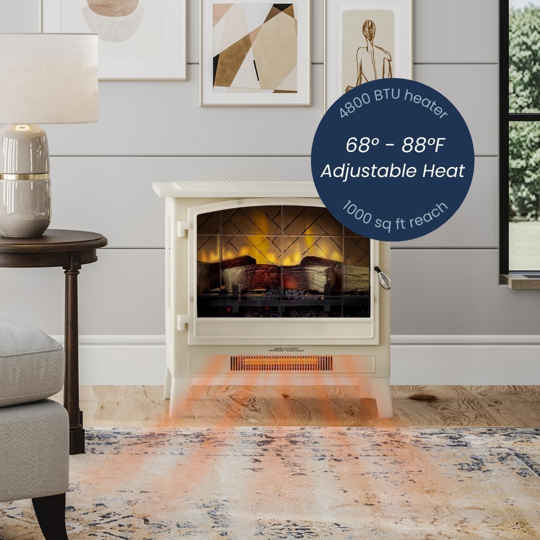Country Living Infrared Electric Fireplace in Cream